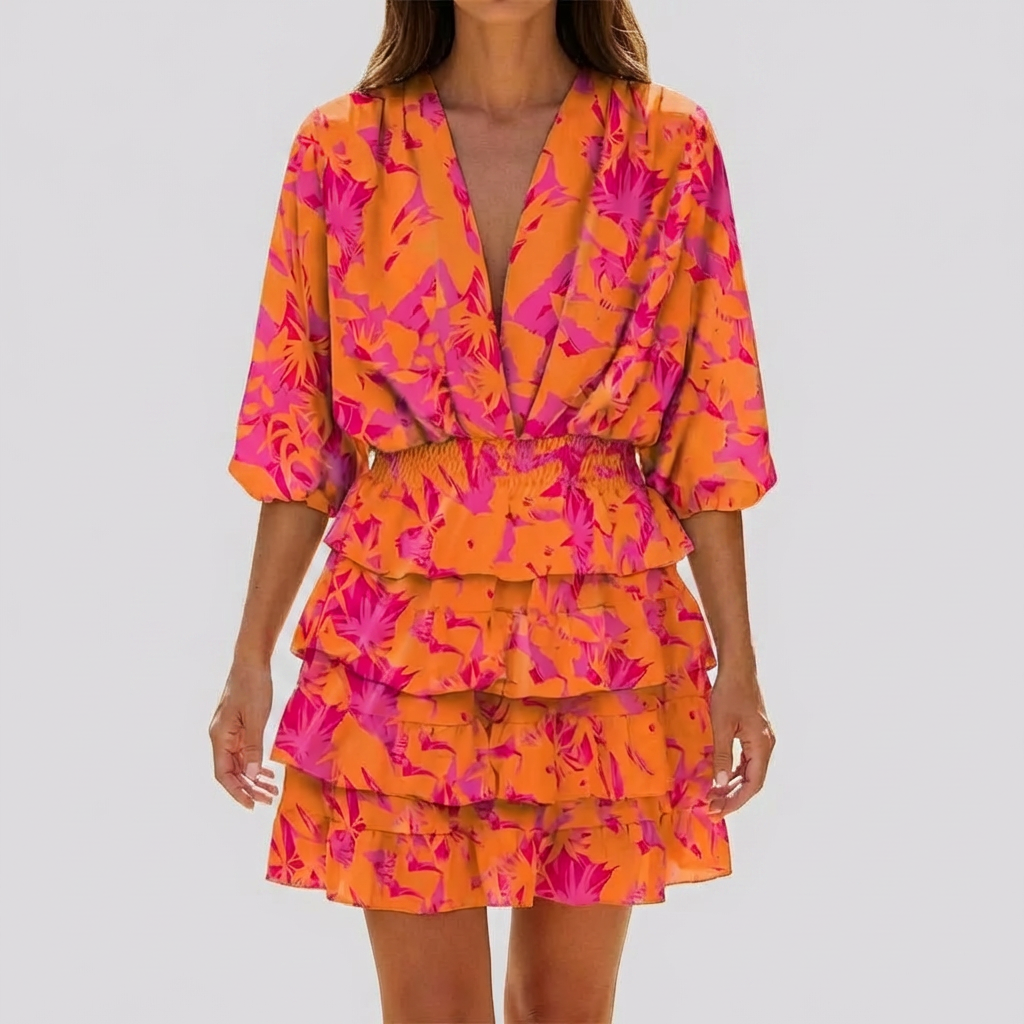V-kaula Mini Mekko Geometrisella Kuvioilla Naisille