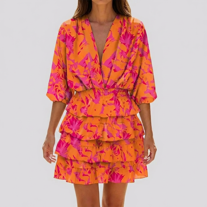 V-kaula Mini Mekko Geometrisella Kuvioilla Naisille