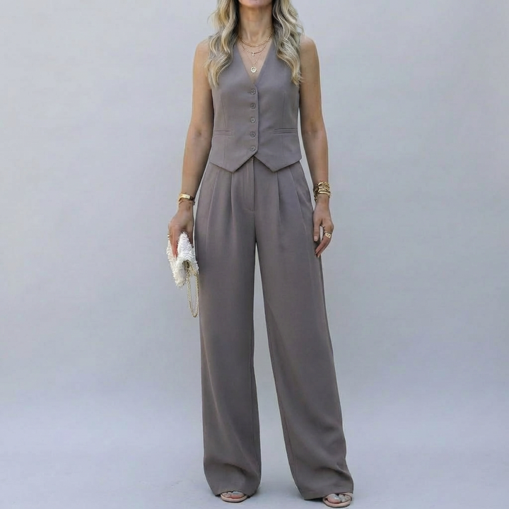 Elegantti Hihaton Blazer Setti Naisille