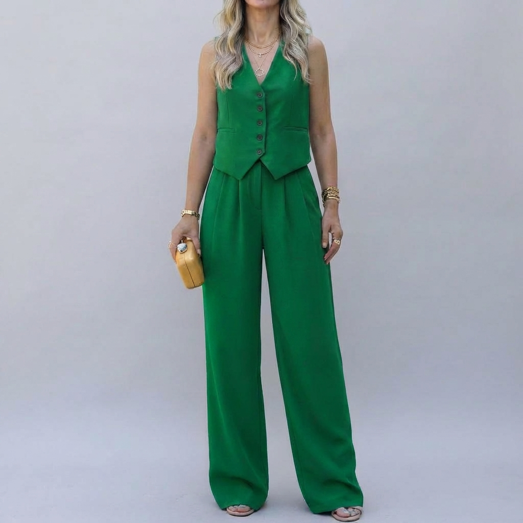 Elegantti Hihaton Blazer Setti Naisille