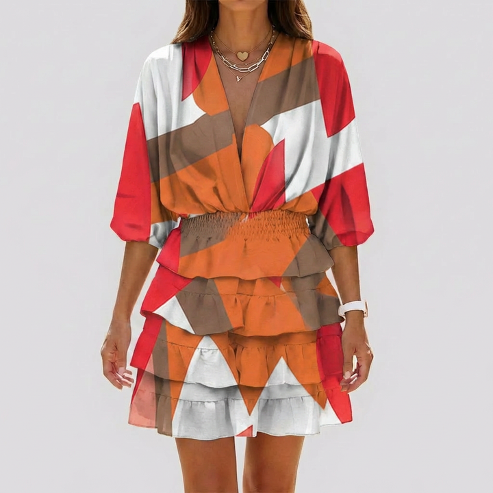 V-kaula Mini Mekko Geometrisella Kuvioilla Naisille