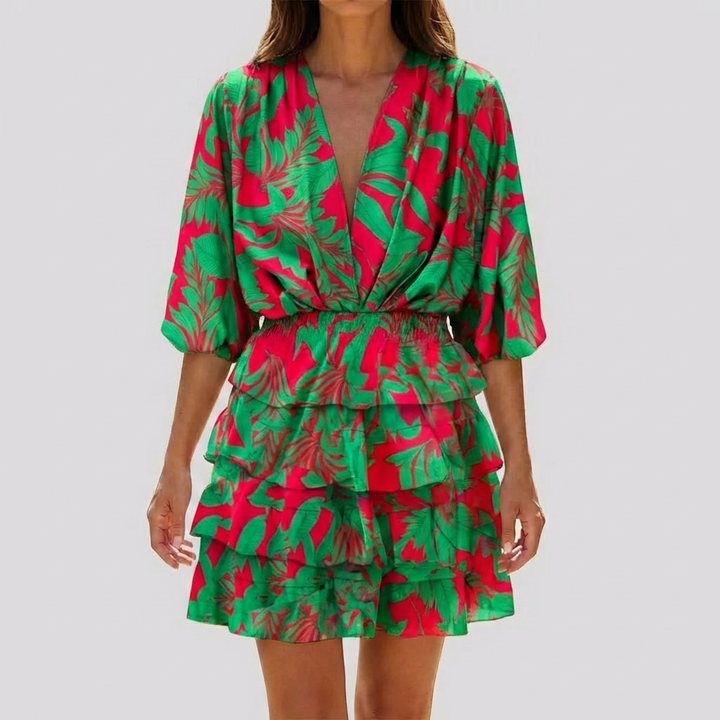 V-kaula Mini Mekko Geometrisella Kuvioilla Naisille