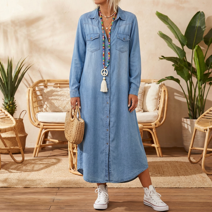 Pitkahiha Denim Mekko Naisille