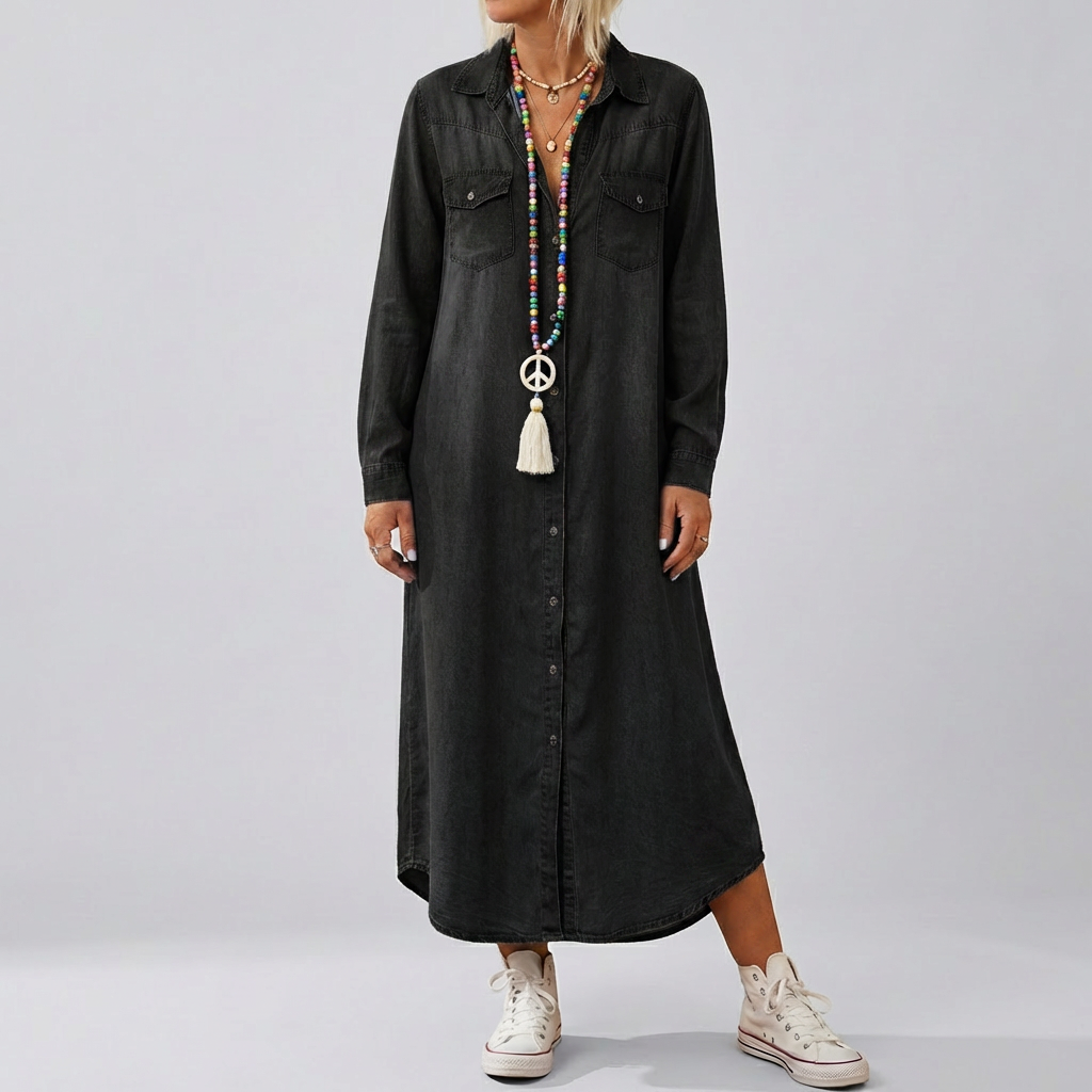 Pitkahiha Denim Mekko Naisille