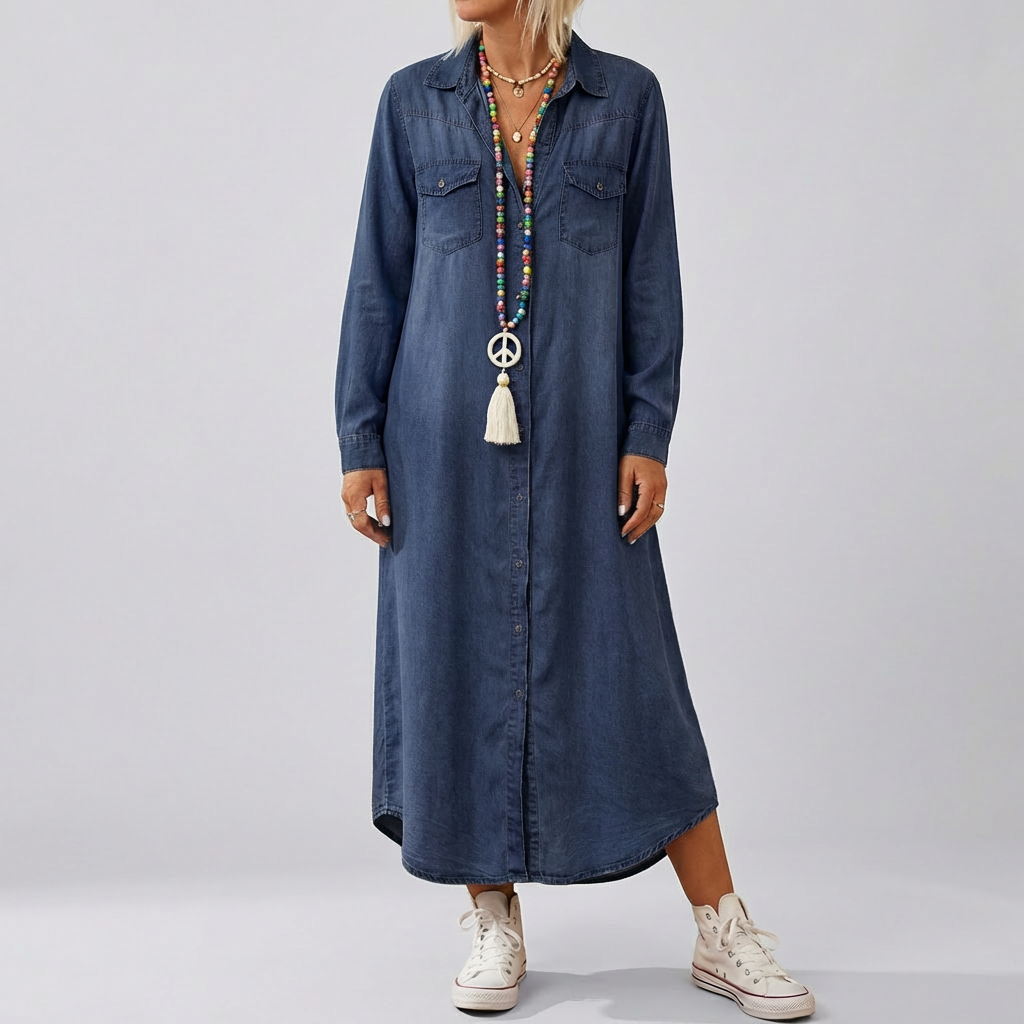 Pitkahiha Denim Mekko Naisille