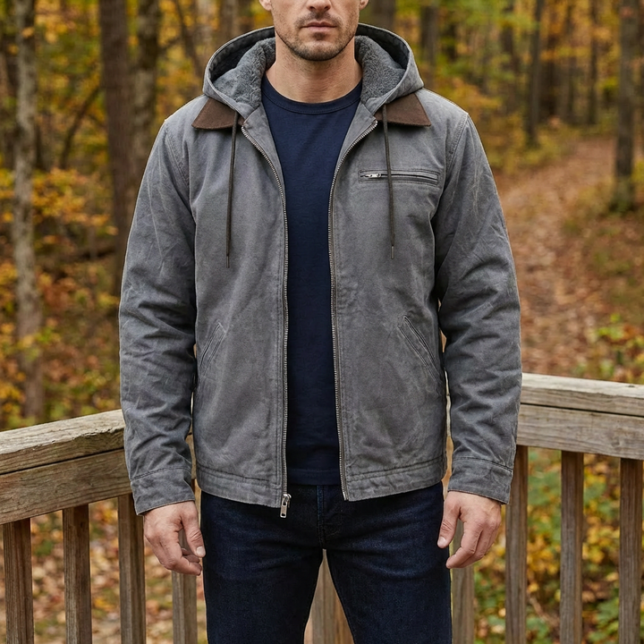 Fleece-vuorattu huppari miesten