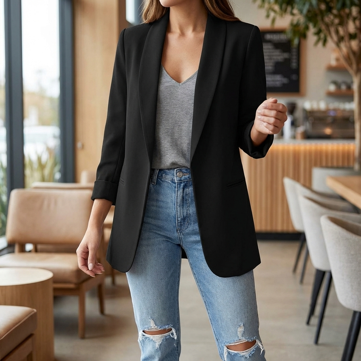 Pitkä Slim Fit Blazer Naisille