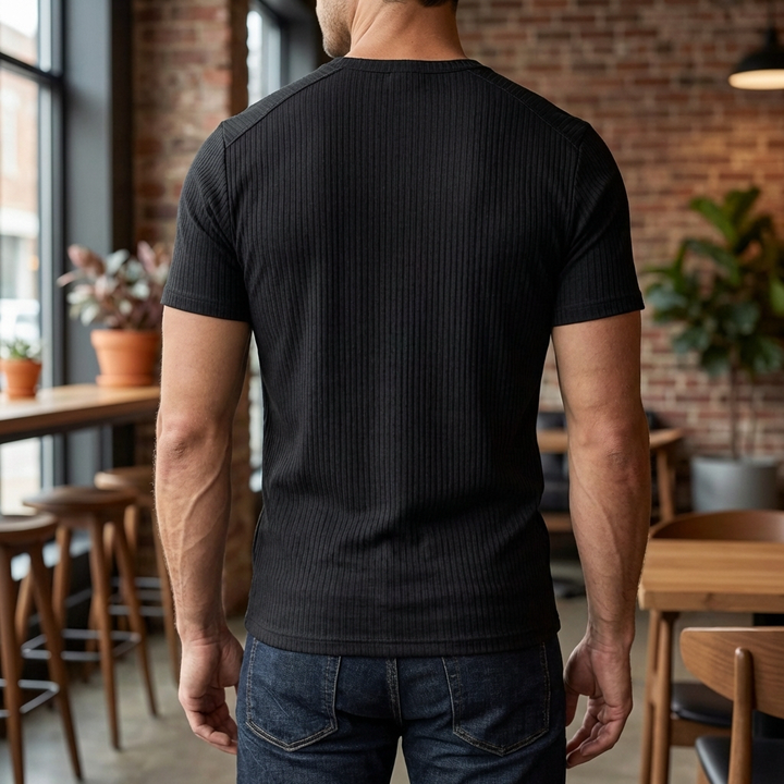 Slim-Fit Henley T-Paita Miehille Nappisuljenta