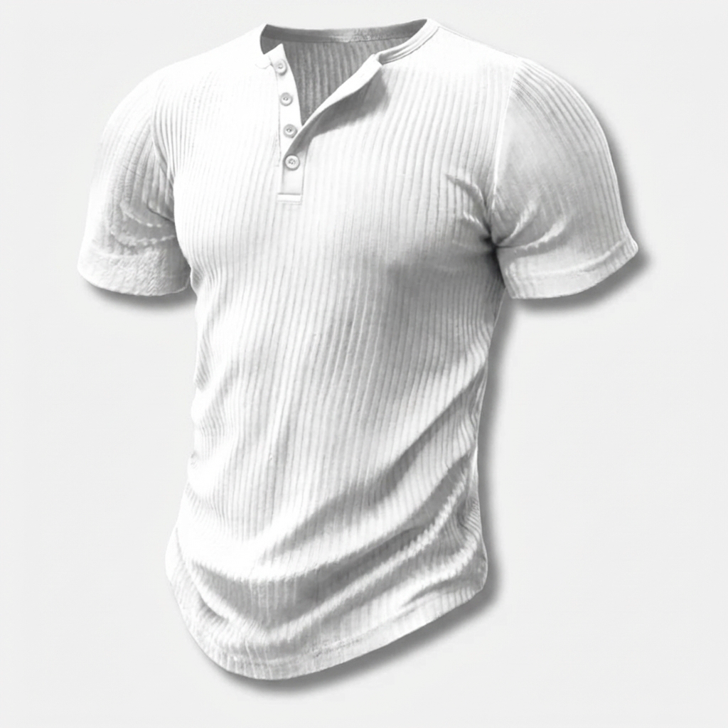 Slim-Fit Henley T-Paita Miehille Nappisuljenta