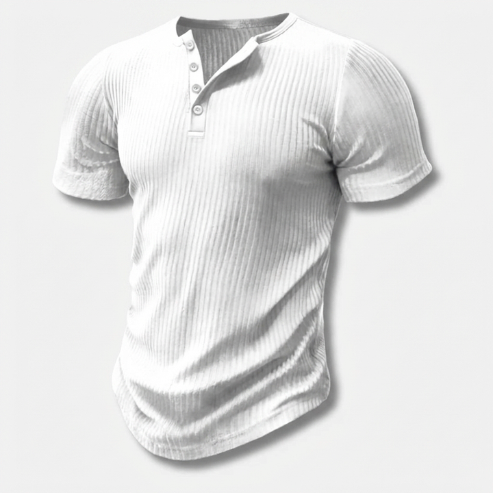 Slim-Fit Henley T-Paita Miehille Nappisuljenta