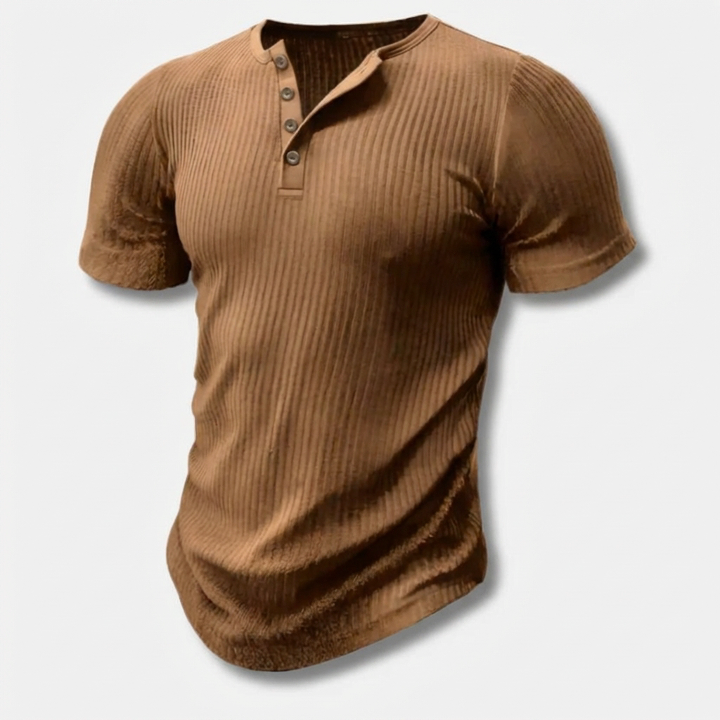 Slim-Fit Henley T-Paita Miehille Nappisuljenta