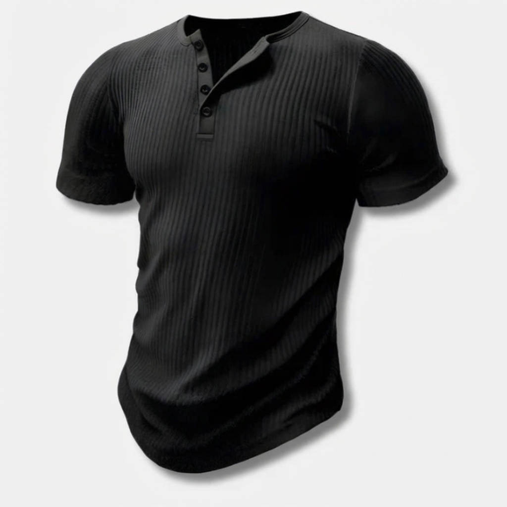 Slim-Fit Henley T-Paita Miehille Nappisuljenta