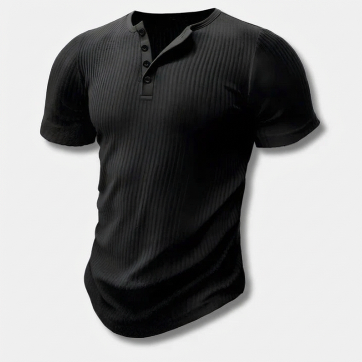 Slim-Fit Henley T-Paita Miehille Nappisuljenta