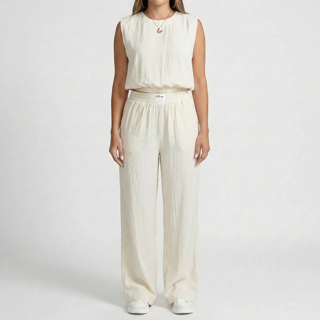 Hihaton Crop Top Ja Leveät Housut Setti