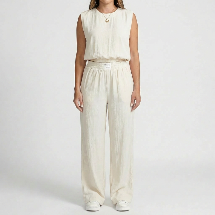 Hihaton Crop Top Ja Leveät Housut Setti
