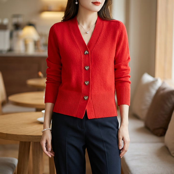 Mukava V-kaula Neule Cardigan Naisille