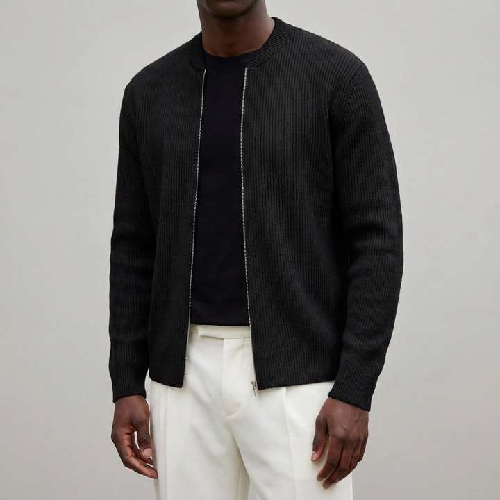 Rentokäyttöinen vetoketjuneulecardigan miehille