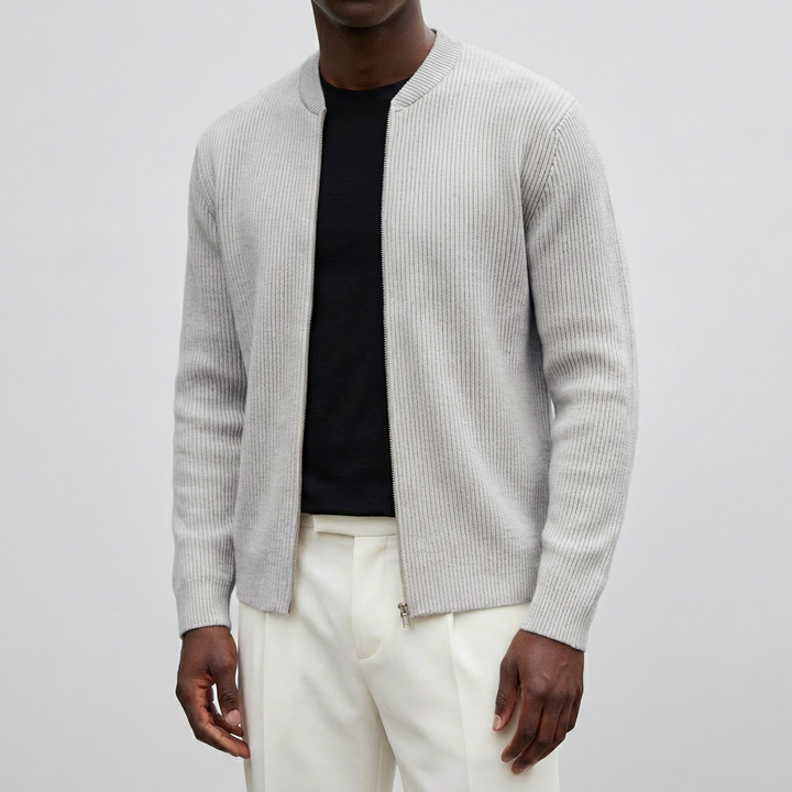 Rentokäyttöinen vetoketjuneulecardigan miehille