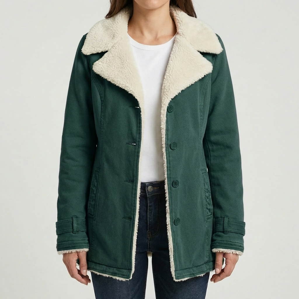 Fleece-vuorattu talvitakki naisille