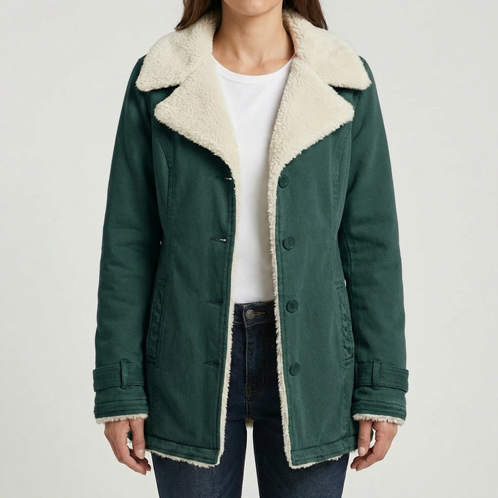 Fleece-vuorattu talvitakki naisille