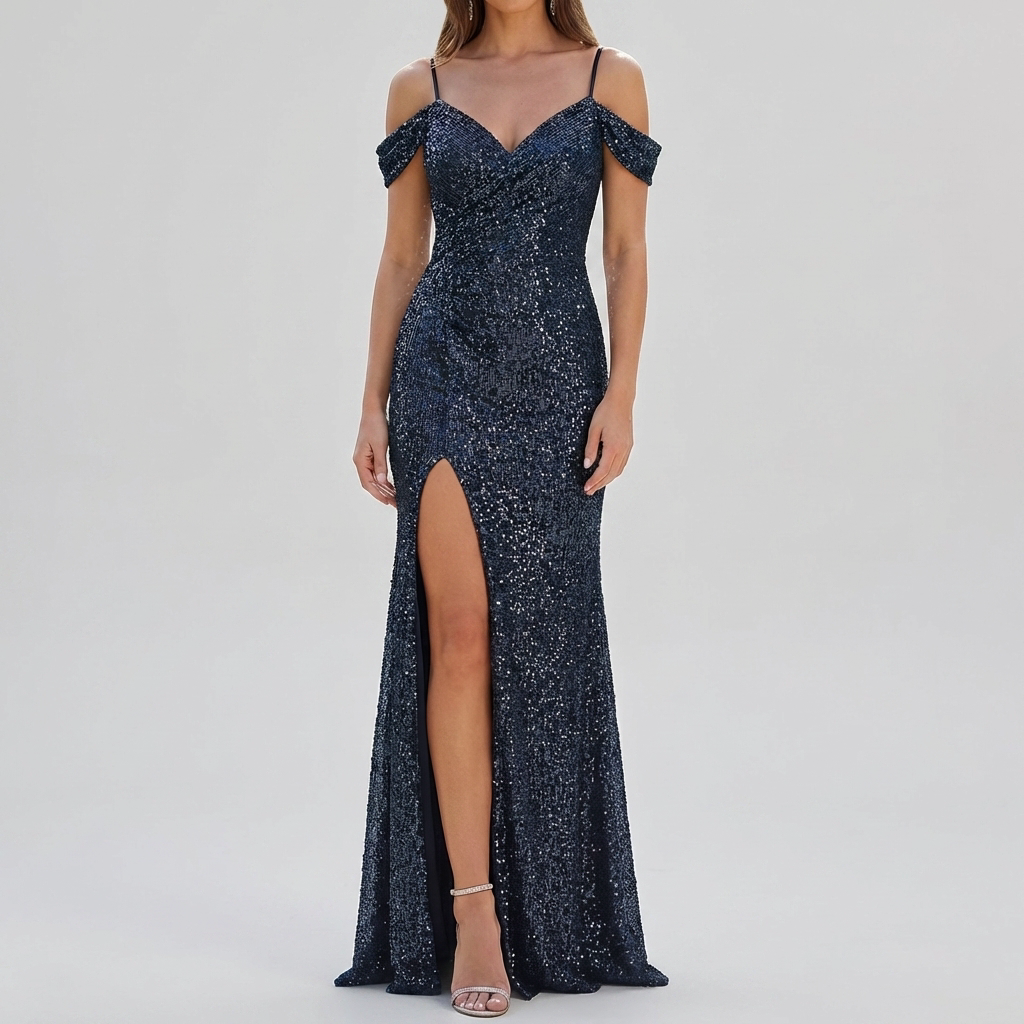 Elegantti Helmi Off Shoulder Maxi Mekko