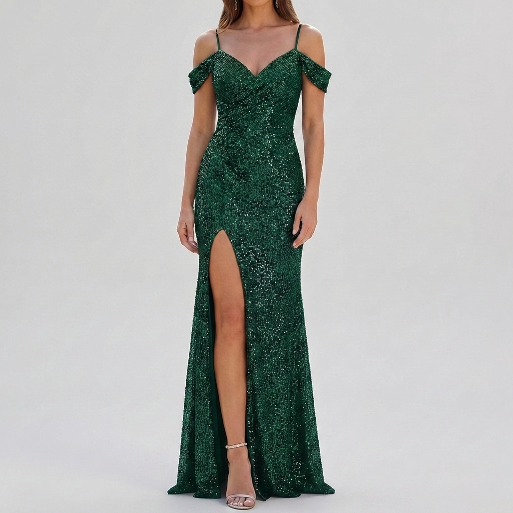 Elegantti Helmi Off Shoulder Maxi Mekko