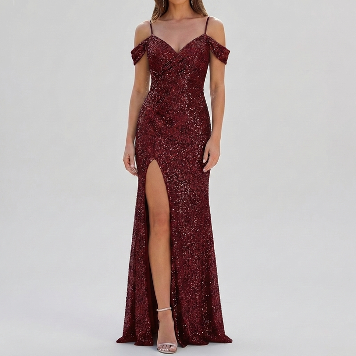 Elegantti Helmi Off Shoulder Maxi Mekko