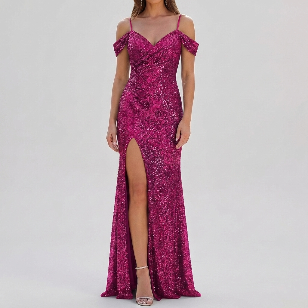 Elegantti Helmi Off Shoulder Maxi Mekko