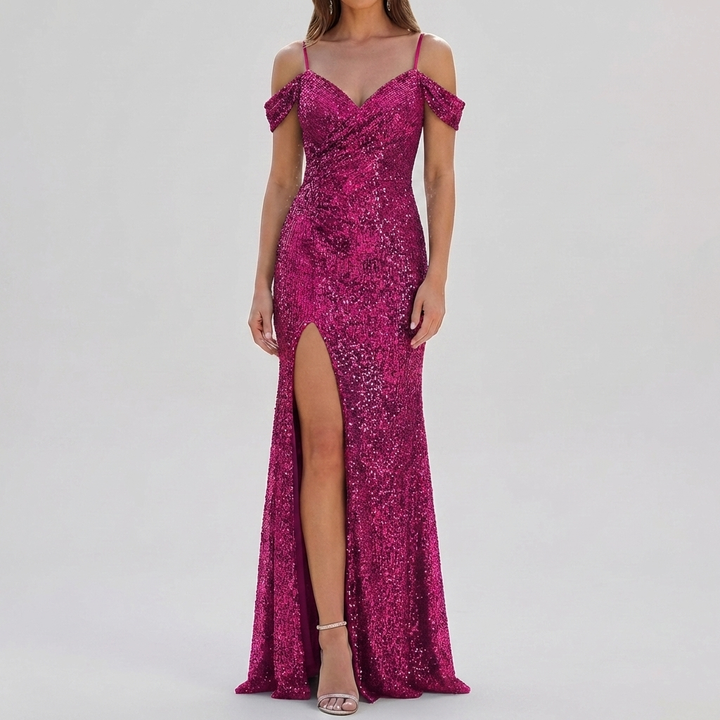 Elegantti Helmi Off Shoulder Maxi Mekko