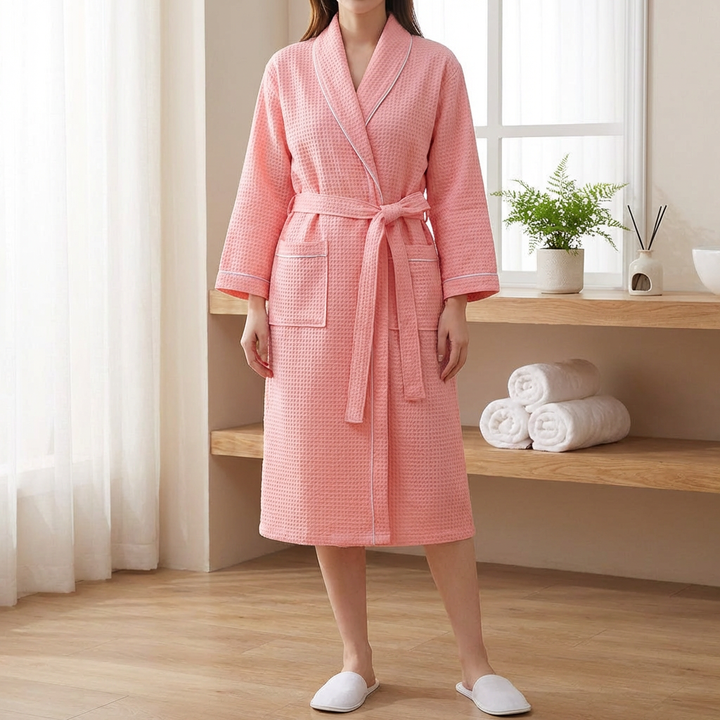 Kevyt Kimono Puuvilla Waffle Kylpytakki