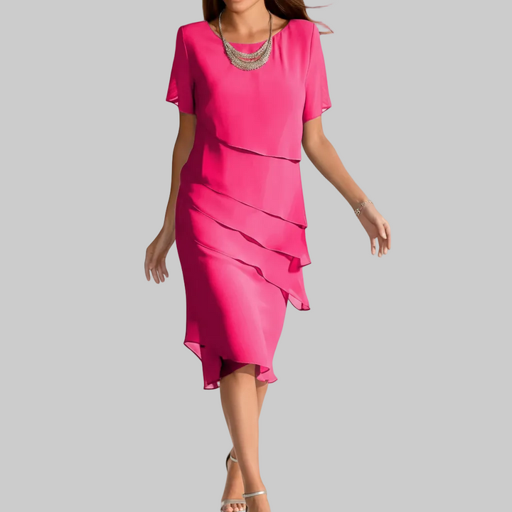 Luxe Chiffon Midi Mekko Naisille