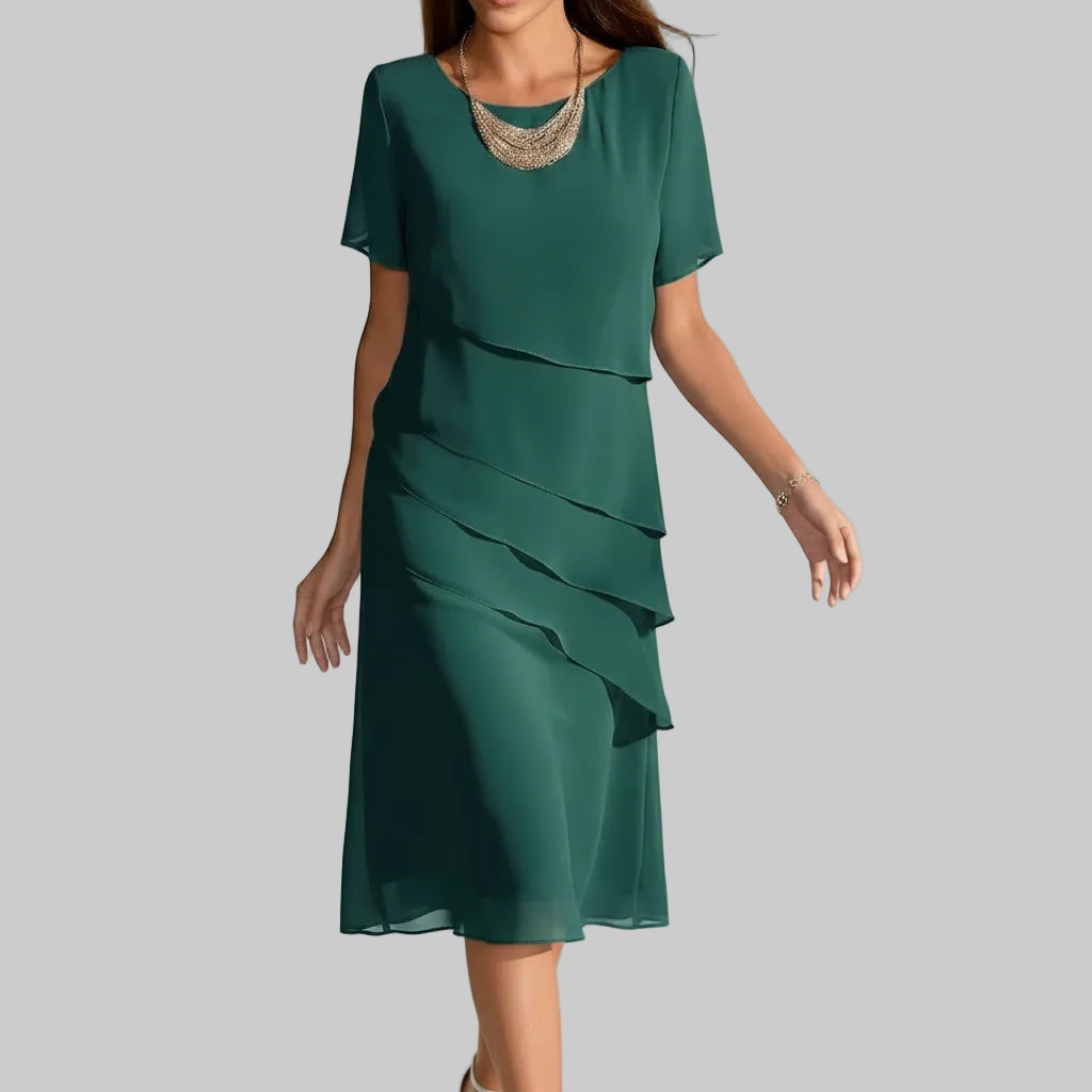 Luxe Chiffon Midi Mekko Naisille