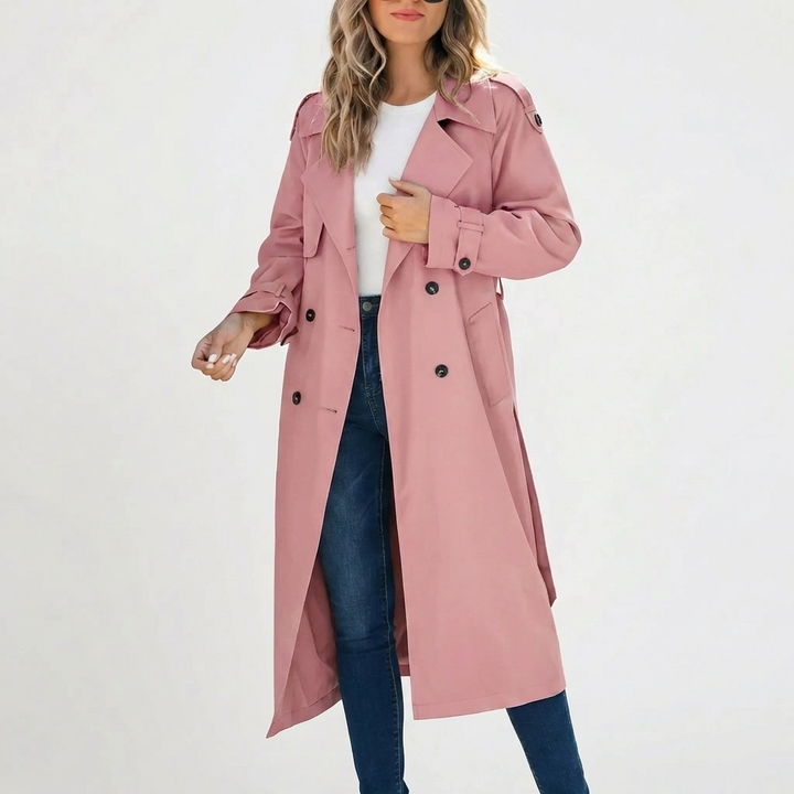 Kaksirivinen vyöllinen trench-takki