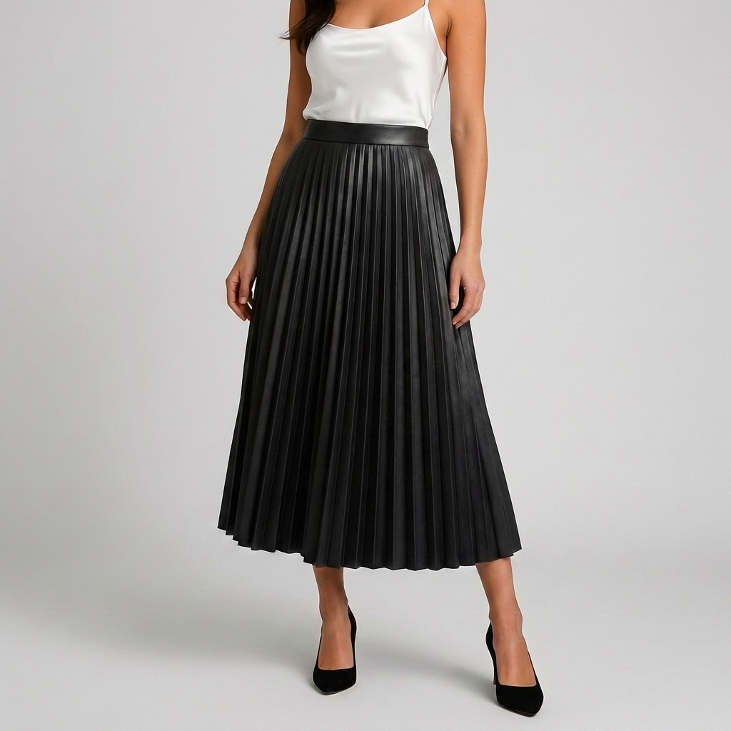 Satiini Pleated High-Waist Hame Naisille