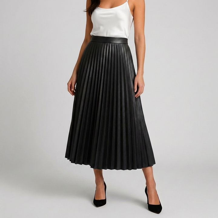 Satiini Pleated High-Waist Hame Naisille