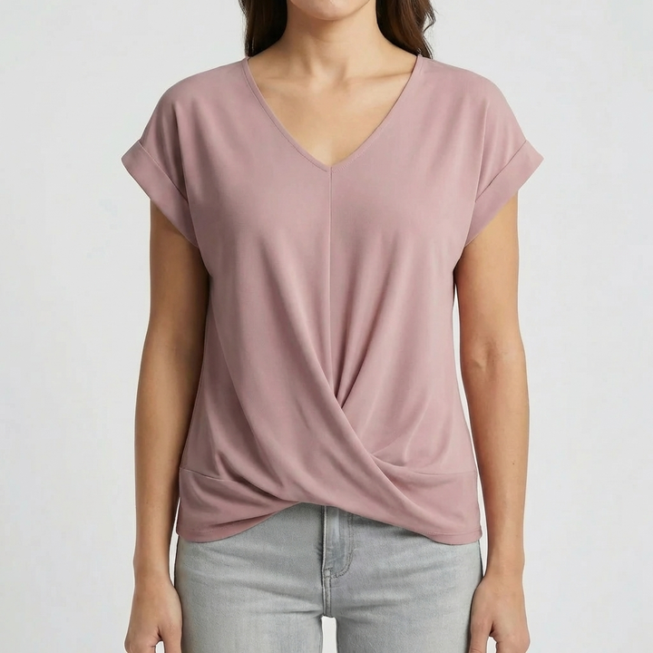 V-kaula Kierrehelma Lyhythihainen Tee