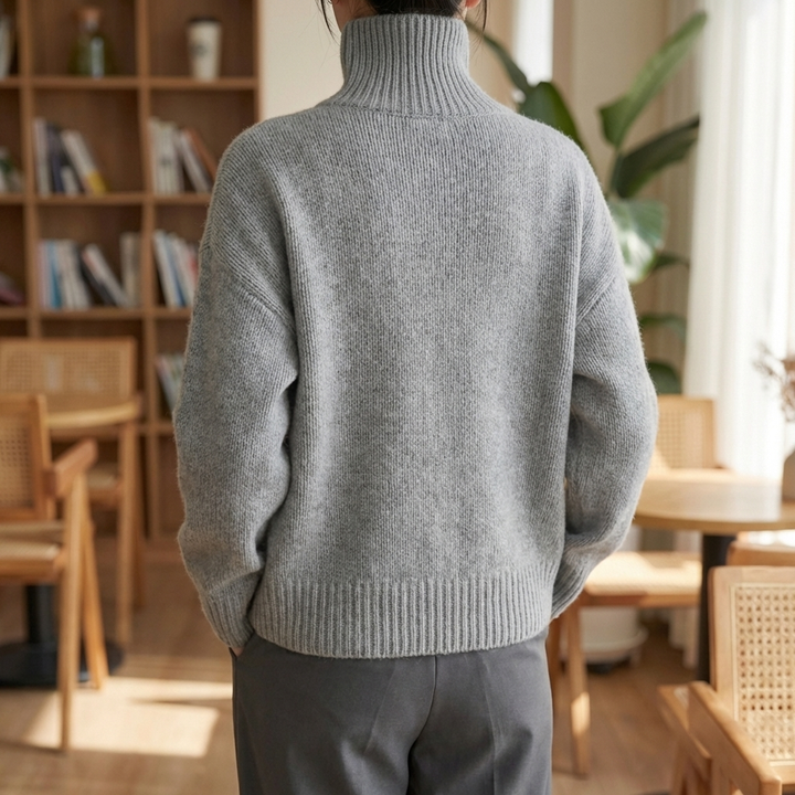 Korkea kaulus paksu hieno villa-tyylinen talvi-neule naisille