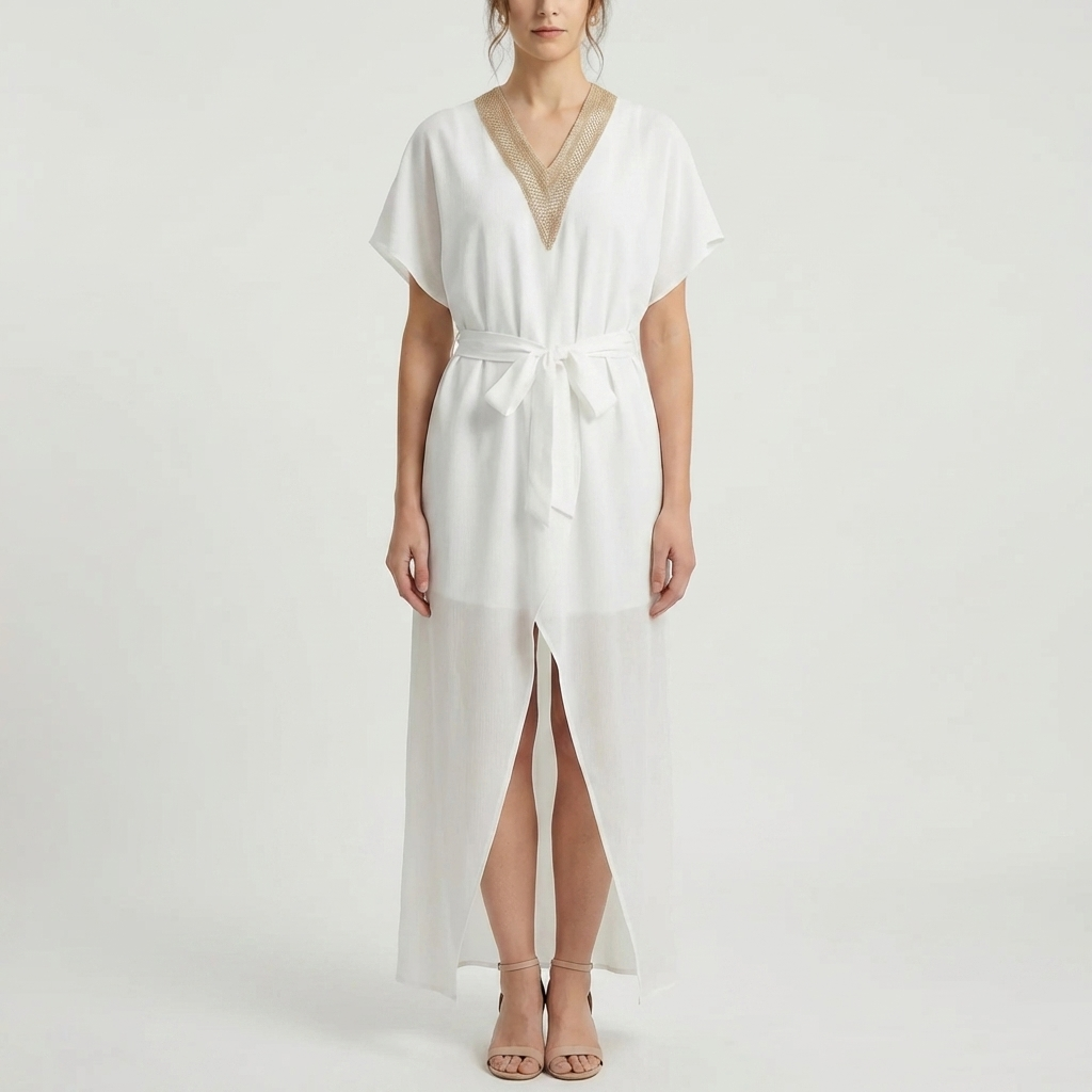Vyöllinen V-pääntie Midi Mekko