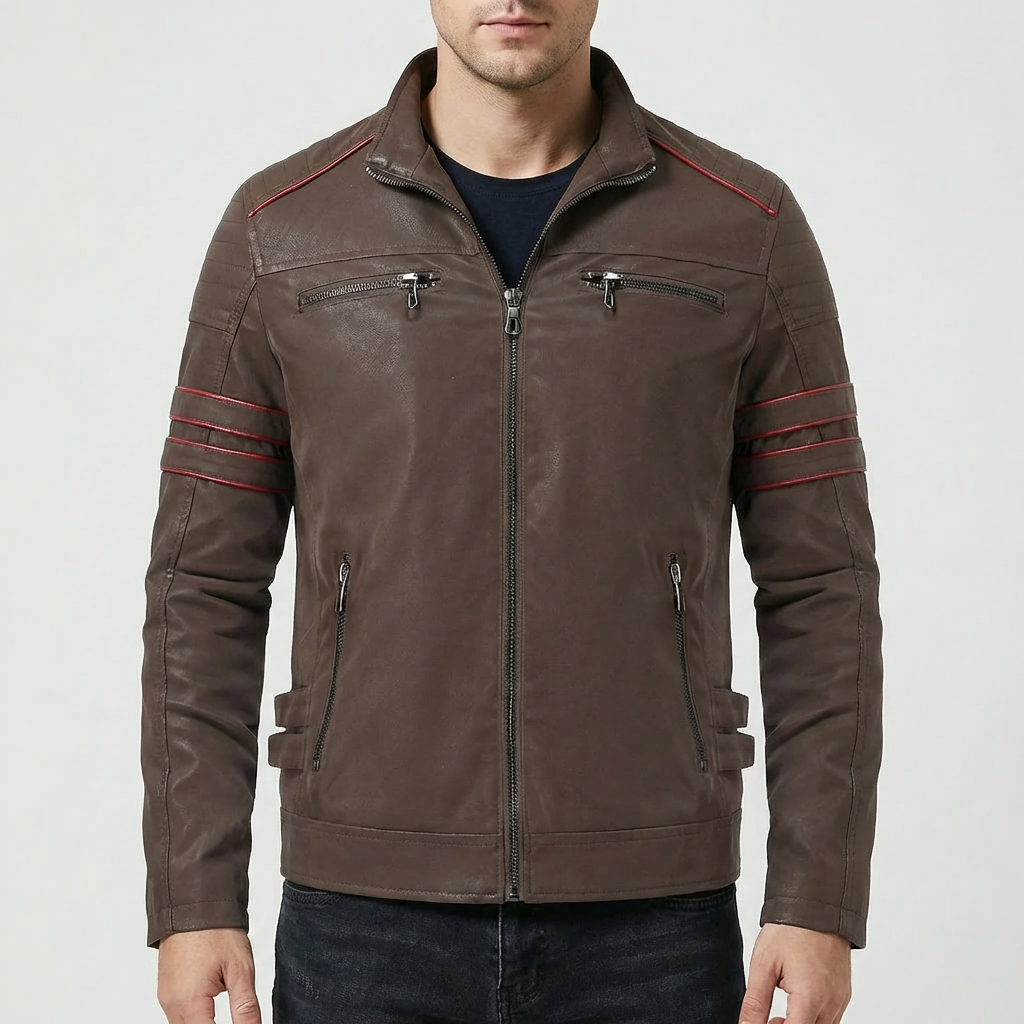 Sovitus Biker-tyylinen Vetoketjullinen Takki