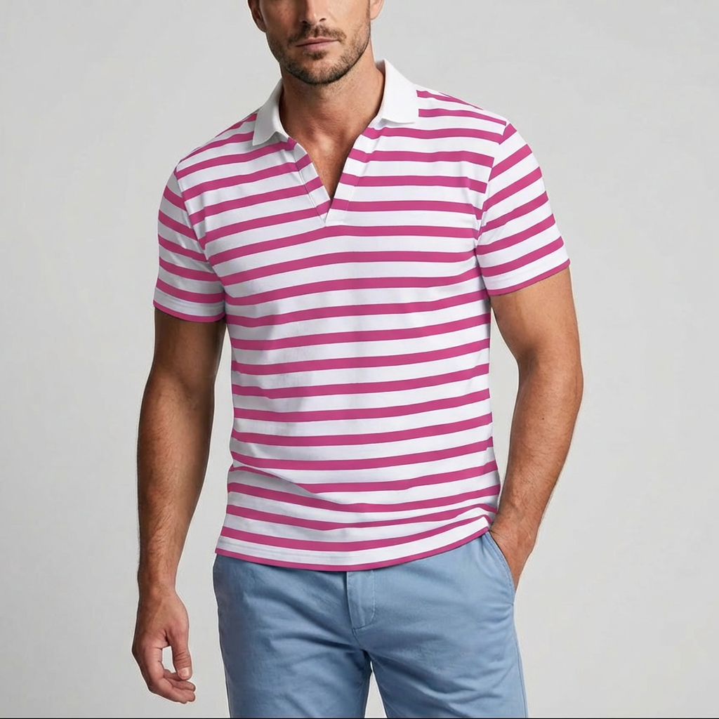 Retro Raidallinen Polo Paita Miehille