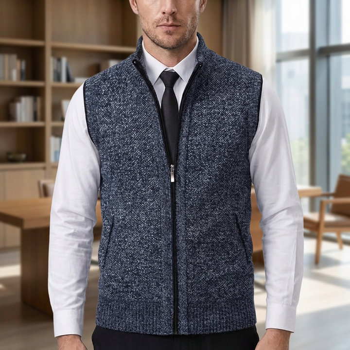Miesten klassinen neule zip-up liivi