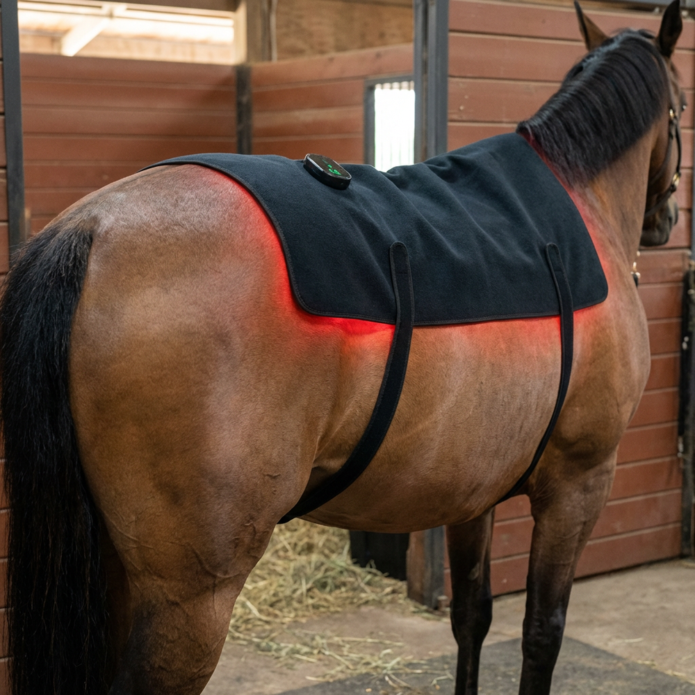 LED-punavalohoitoselkäloimi hevosille