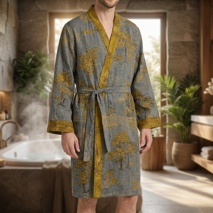 Kevyt Miesten Puuvilla Kimono Viitta