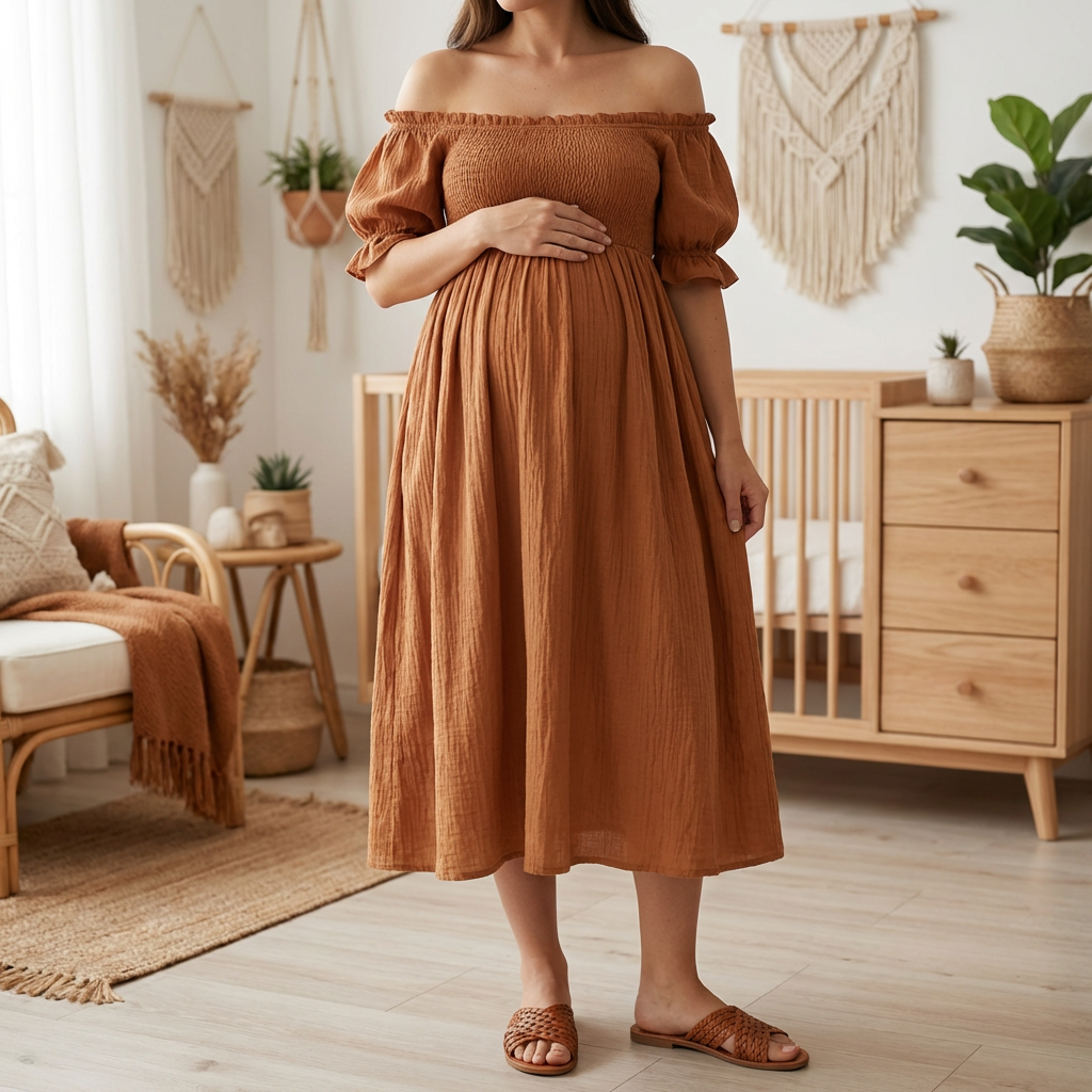 Olkapää Maxi Raskaus Mekko Naisille
