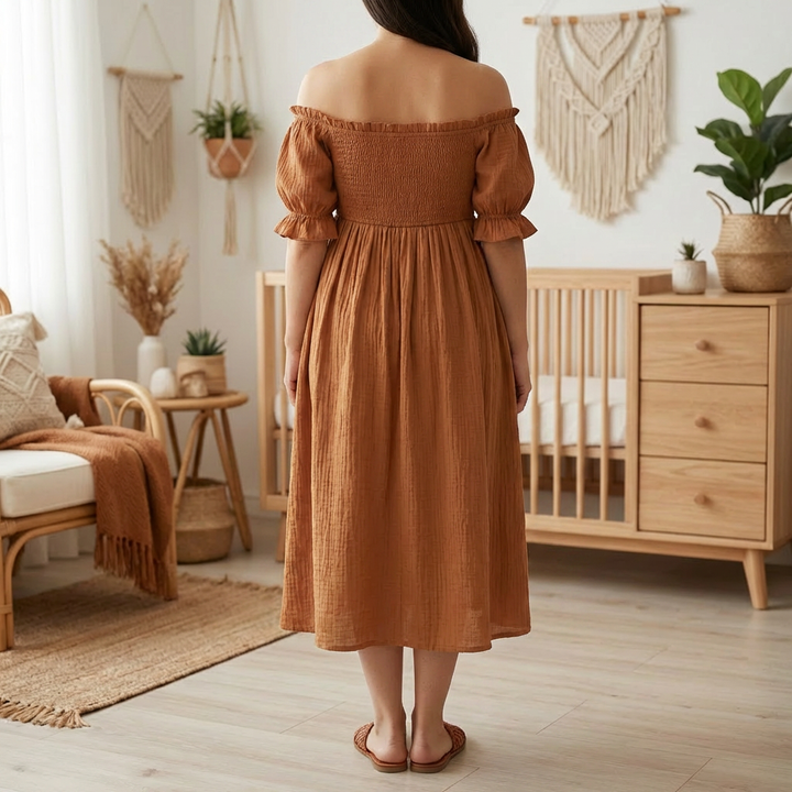 Olkapää Maxi Raskaus Mekko Naisille