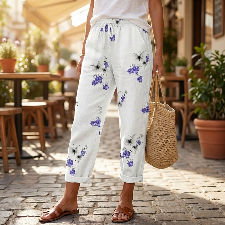 Naisten Loose Fitting Printatut Housut