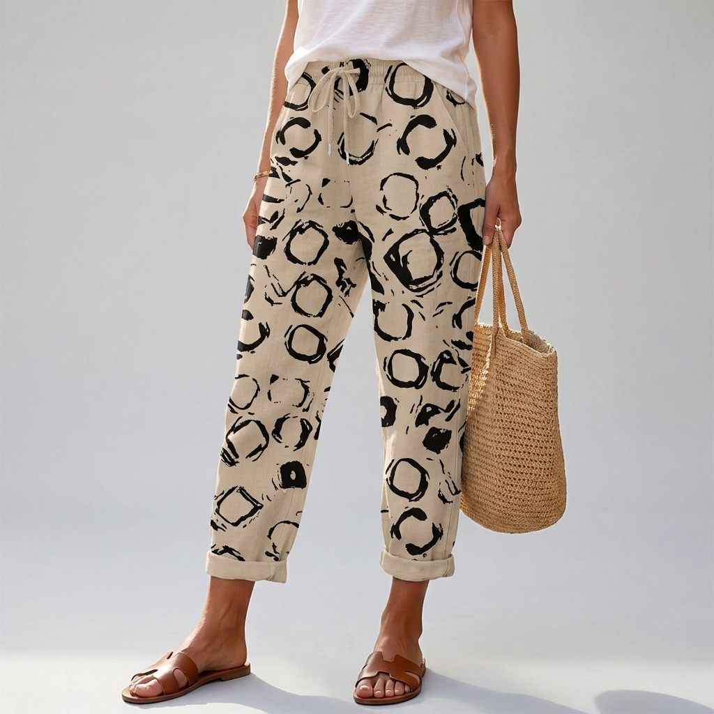 Naisten Loose Fitting Printatut Housut