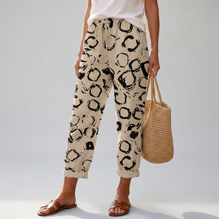 Naisten Loose Fitting Printatut Housut