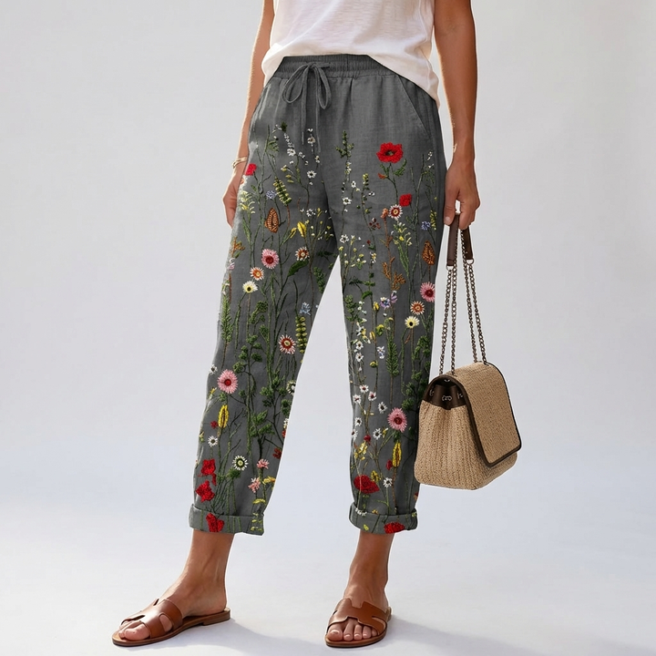 Naisten Loose Fitting Printatut Housut