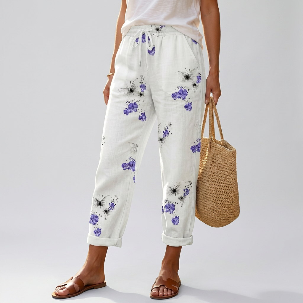 Naisten Loose Fitting Printatut Housut